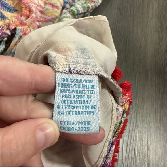 Charlie Jade 100%‎ Silk Multicolor Ikat Print Strapless Romper Size S - Picture 5 of 7